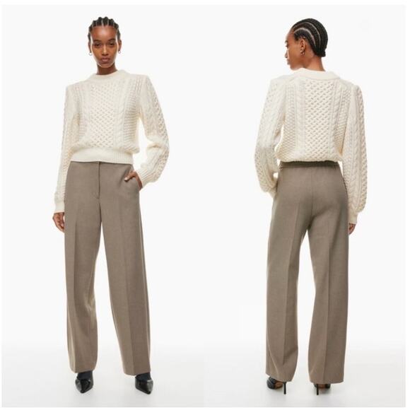 Aritzia Wilfred Alanya Wide Leg High Rise Pant Taupe Sz 2 Business Casual Office - Picture 1 of 9